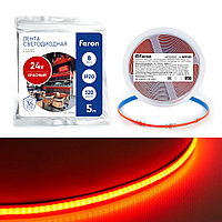 Светодиодная COB лента Feron LS530 320SMD (2110) 8Вт/м 24V 5000*8*1,8мм IP20, красный