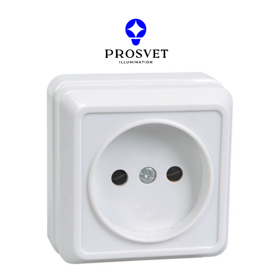 Розетка одинарная без заземления наружная PROSVET
