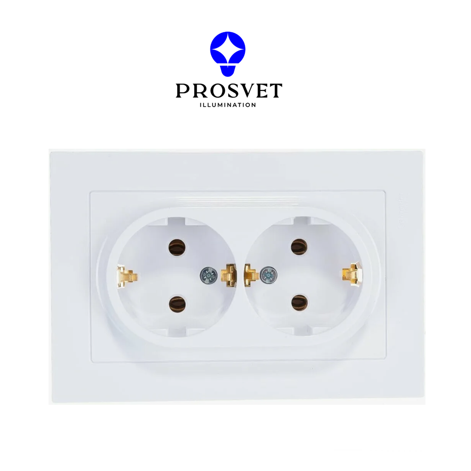 Розетка двойная с заземлением встраиваемая PROSVET