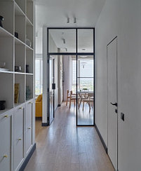 Лофт перегородки распашные стеклянные 1 дверь 1 глухая часть 1500*2500*6 мм