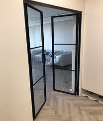 Лофт перегородки распашные стеклянные 2 двери 2000*2500*6 мм