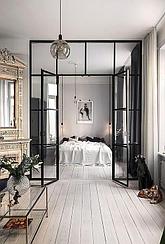 Лофт перегородки распашные стеклянные 2 двери и 2 глухие части 2500*3000*6 мм