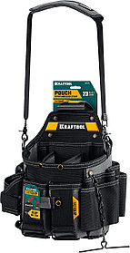 Поясная сумка KRAFTOOL KPB-23 с быстросъём FastClip, плечевой ремень, 23 кармана и петли, 290х310 мм (38766)