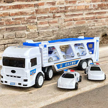 Помятая упаковка!!! 6837 Полицейский трейлер +4 машины 30х11см