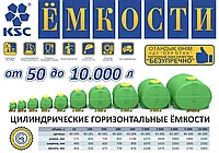 Емкость горизонтальная цилиндрическая, 1000л