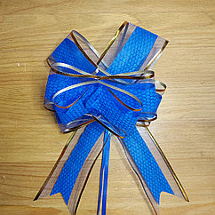 Синий Бант-бабочка для подарка упаковочный. Подарочный бантик самосборный. Размер средний 22*22 см.