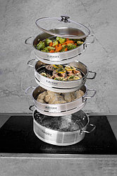 Мантоварка-пароварка, диаметром 26см, с кастрюлей 4л Кукмара