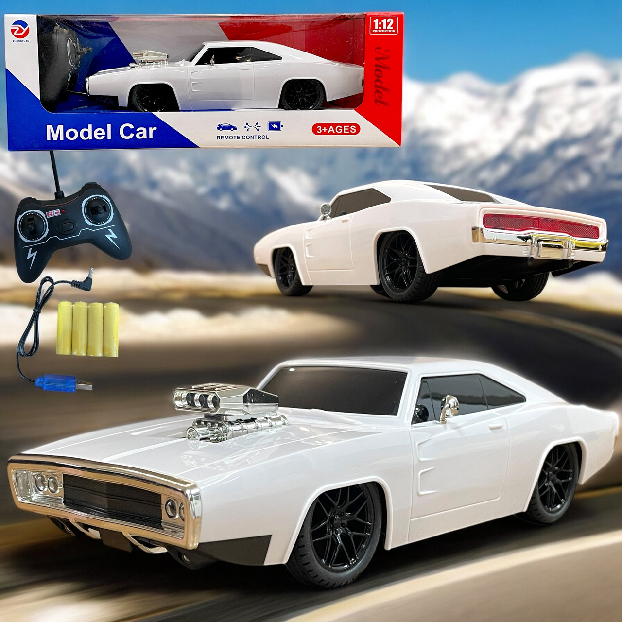 Jh-Pc5A Dodge Charger (белый) машина р/у 4 функции с аккум 37х13см