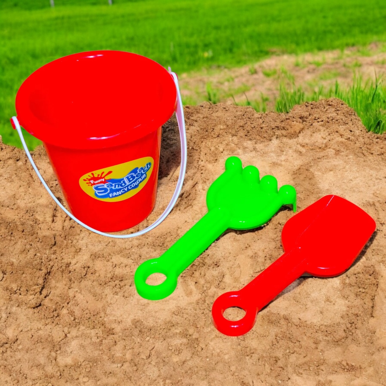 031 Песочное ведро Sand & water table +грабли и лопатка 11*11см