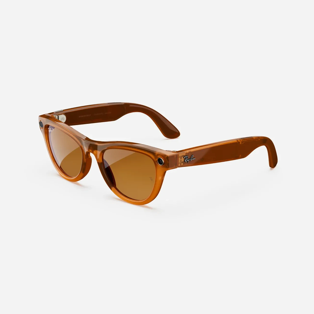 Ray-Ban Meta Wayfarer Large Shiny Caramel Polar Brown Lens (Polarized) RW4008 670683 (155-53 Size)