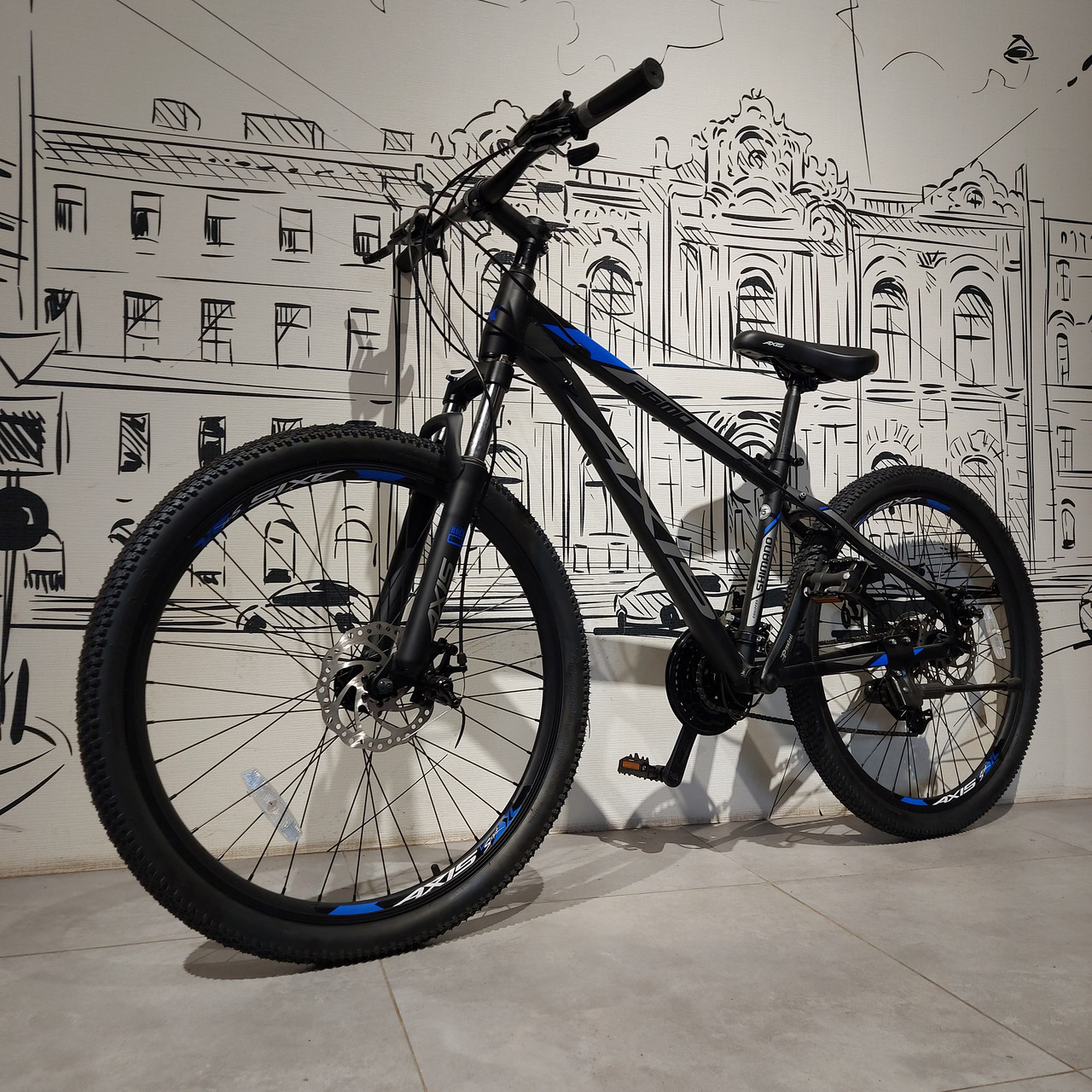 Велосипед горный Axis 26 MD mech disk brake. Скоростной 21 speed. Удобная алюминиевая рама 15 дюймов. MTB. МТБ.