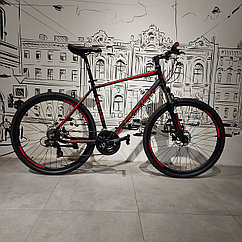 Гибридный Велосипед "Axis" 700 MD со скоростями (3*7). 28 колеса. Городской. Дорожный. 19 рама. Black - RED.