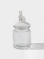 Банка для сыпучих продуктов Доляна «Зайка», 230 мл, с керамической крышкой, стекло, прозрачная, крыш ...