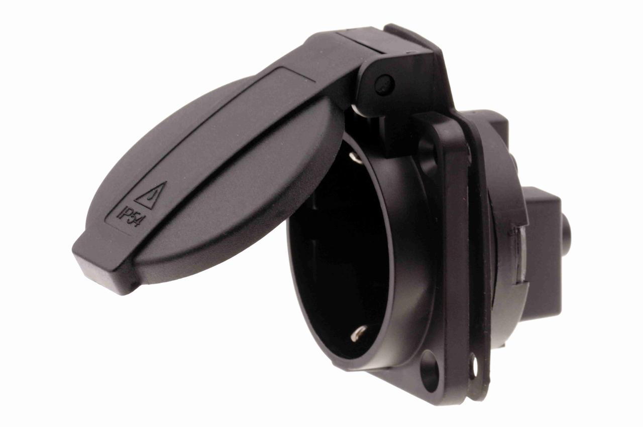 NPIN Розетка встраиваемая 16A/250V/2P+E/IP54 подключение сзади 50х50 черная