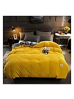 Комплект постельного белья, велюровое, евро, 220х240 см, желтый