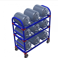 Стеллаж передвижной для 19-литровых бутылей с водой ТСВД-6 (без колес), 125 мм+20 000 т, 160 мм+28 000 т.