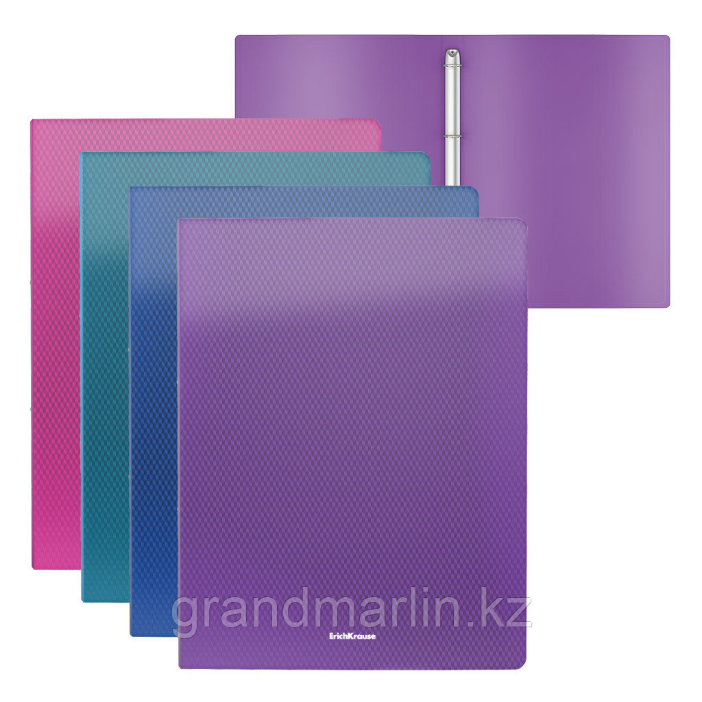 Папка на 4 кольцах пластиковая ErichKrause Diamond Vivid, 24мм, A4, ассорти  (в пакете по 4 шт.), фото 1