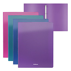 Папка на 4 кольцах пластиковая ErichKrause Diamond Vivid, 24мм, A4, ассорти  (в пакете по 4 шт.)