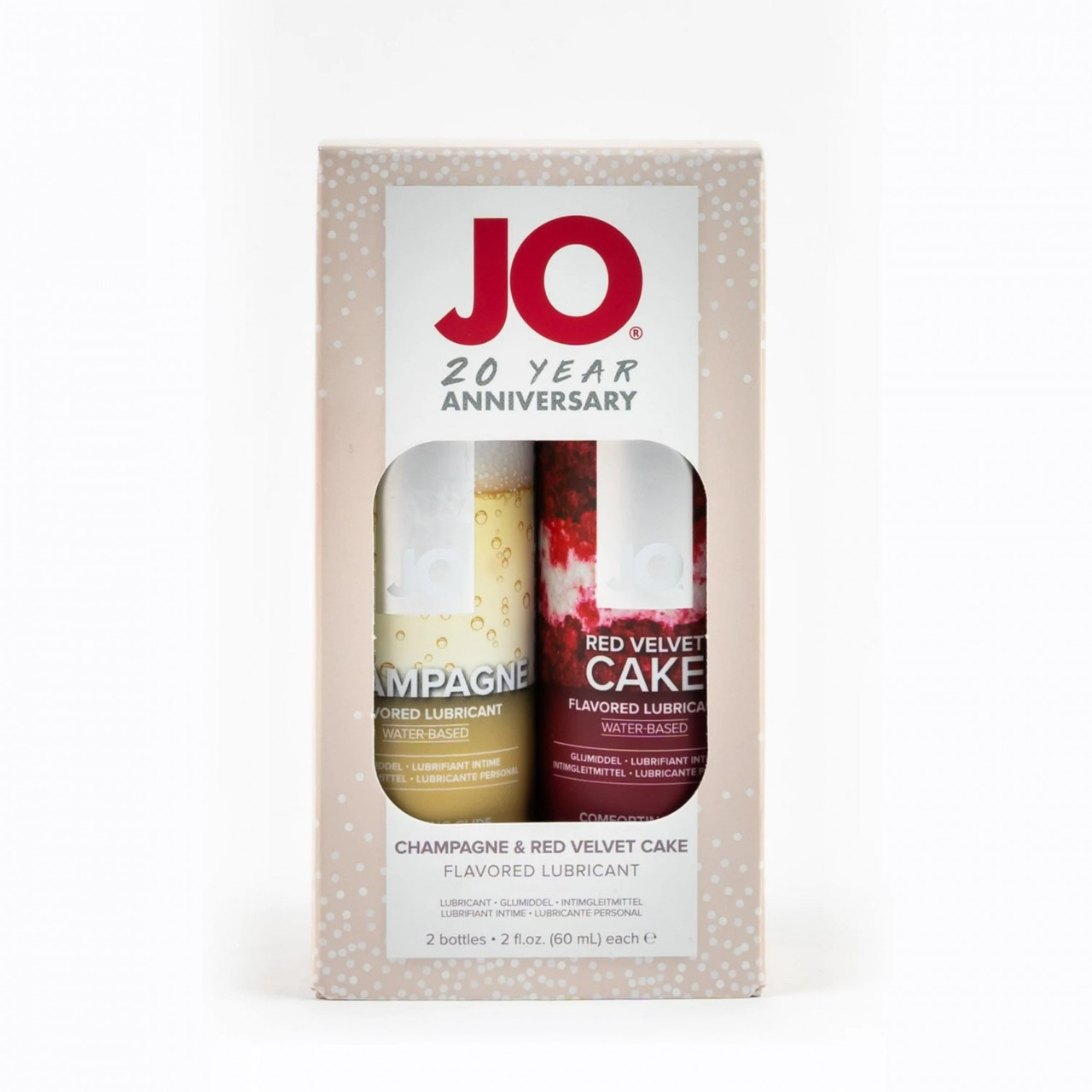 Лимитированый набор из вкусовых гелей "JO": Champagne 60 mL + Красный бархат/Red Velvet Cake, фото 1