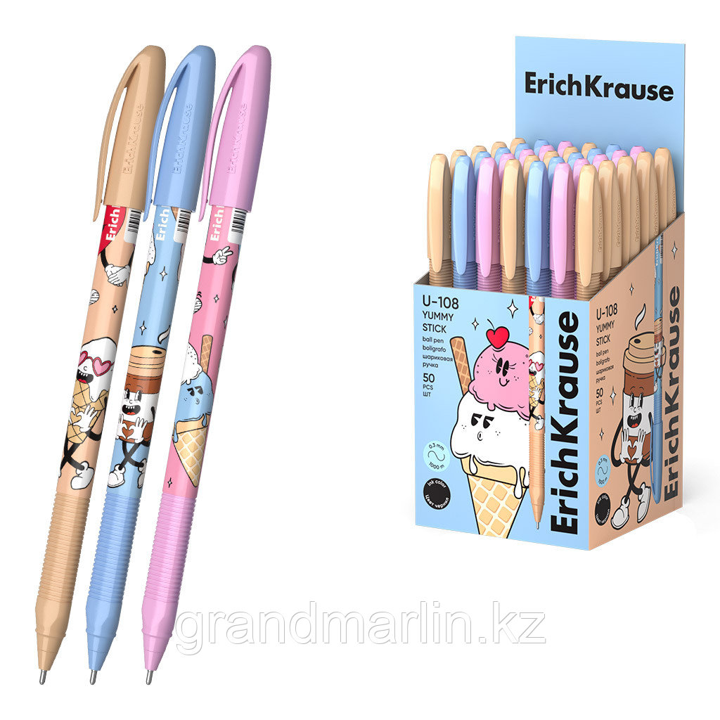 Ручка шариковая ErichKrause U-108 Stick Yummy 1.0, Ultra Glide Technology, цвет чернил черный (в кор, фото 1