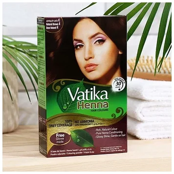 Vatika Henna Brown - Хна для окрашивания волос Темно Коричневая Ватика 6 шт