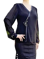 Нарядная Женская Блуза с V-образным вырезом с длинным рукавом