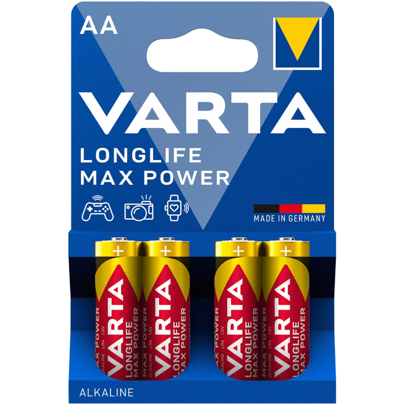 Батарейка щелочная VARTA Longlife Max Power AA/LR6, 4 шт