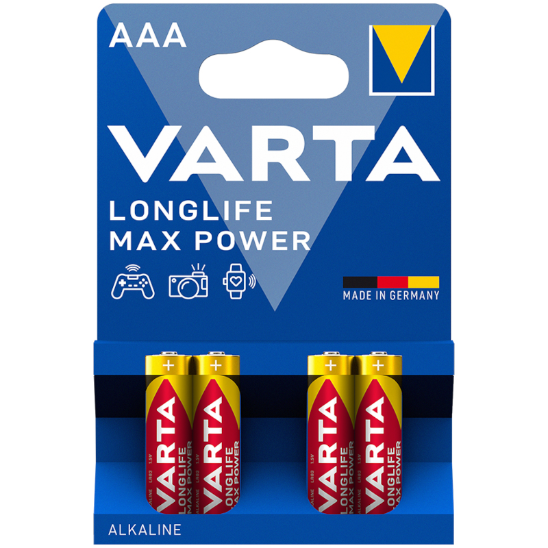 Батарейка щелочная VARTA Longlife Max Power AAA/LR03, 4 шт