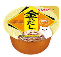 INABA CIAO Kinnodashi cup кусочки в желе Куриное филе и микс тунцов Магуро и Кацуо 70г