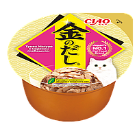 Влажный корм CIAO Kinnodashi cup для кошек Тунец Магуро с морским гребешком, консервы 70г
