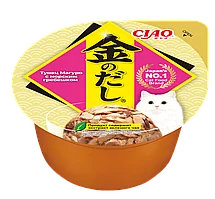 Влажный корм CIAO Kinnodashi cup для кошек Тунец Магуро с морским гребешком, консервы 70г