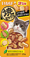 INABA Лакомство Yaki Miksu Запеченное ассорти для кошек cо вкусом кацуобуси, морского гребешка и кальмара 25г