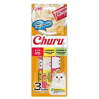 INABA Лакомство-пюре CIAO Churu ассорти пюре для кошек: тунец Магуро, куриное филе и краб, куриное филе и кальмар 14г * 3шт
