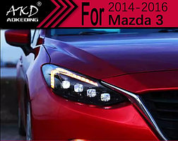 Передние фары на Mazda 3 2013-17 тюнинг 4 LED
