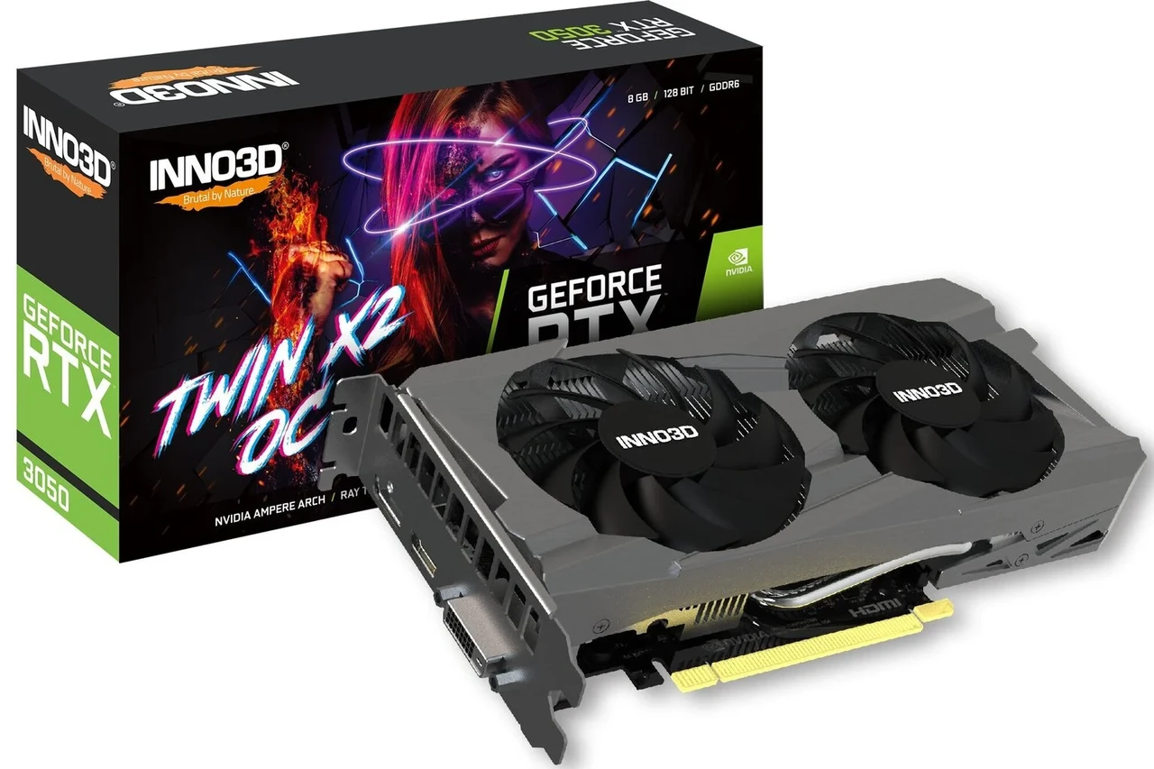 Видеокарта Inno3D GeForce RTX3050 Twin X2 OC 8G GDDR6 N30502-08D6X-1711VA41
