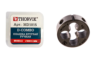 Плашка D-COMBO круглая ручная М10х1.5, HSS, Ф30х11 мм MD1015