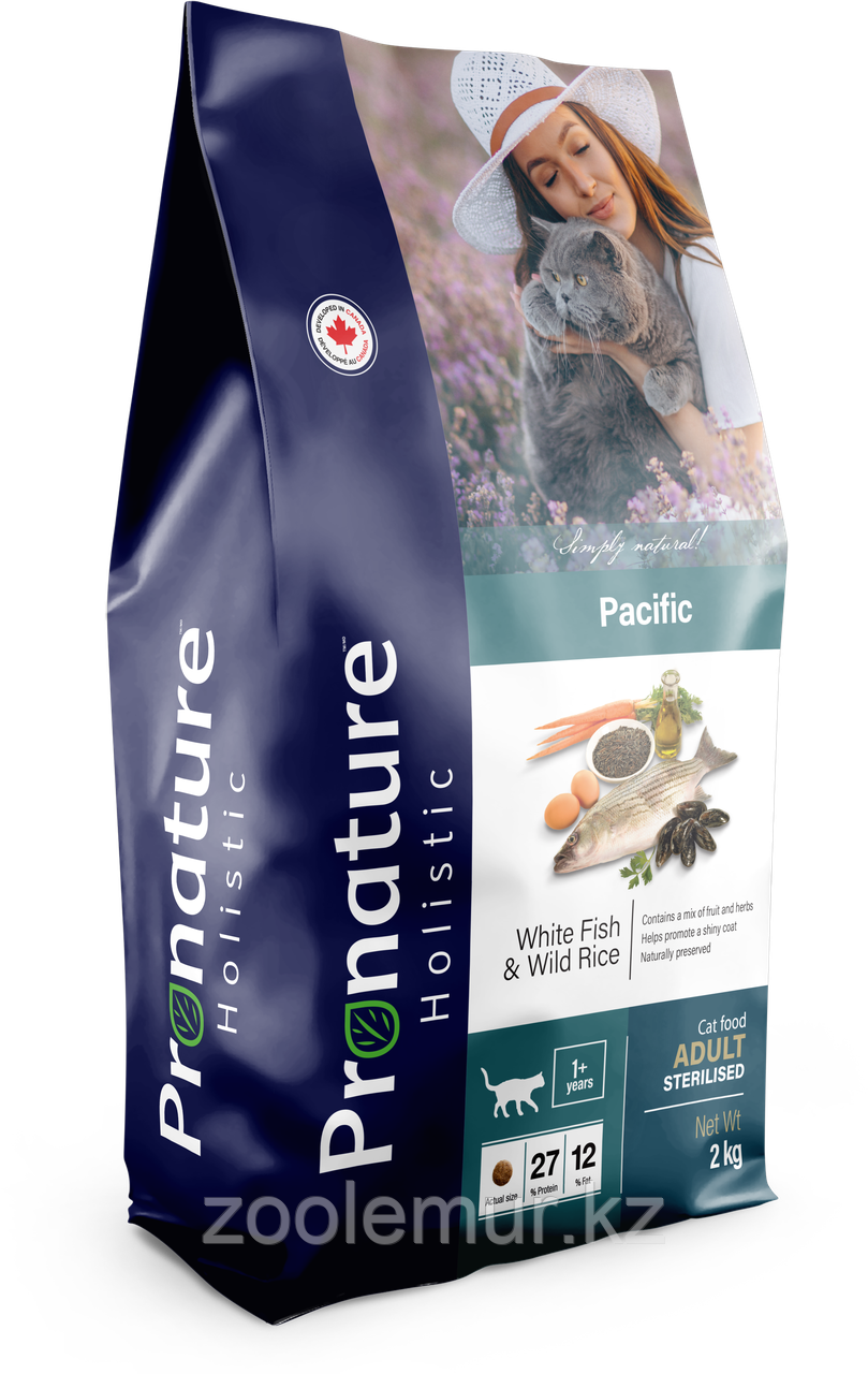 Pronature Holistic Pacific ОКЕАНИЧЕСКАЯ БЕЛАЯ РЫБА с диким рисом для взрослых стерилизованных кошек