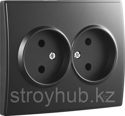 РОЗЕТКА ДВОЙНАЯ Б/З КЕРАМИКА LESYA ЧЕРНЫЙ БАРХАТ МАТ.ВСТАВКА