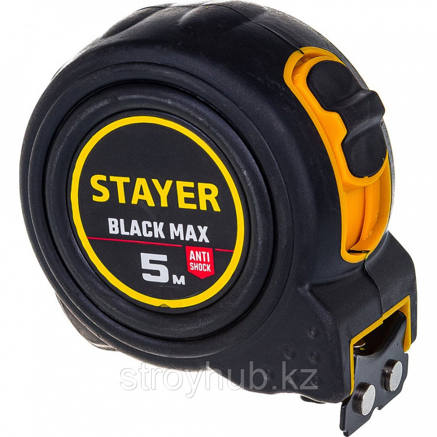 РУЛЕТКА STAYER BLACKMAX 5М/19ММ 2ФИКСАТОРА РЕЗИН.КОРПУС
