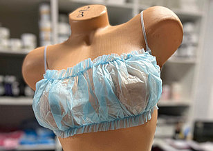 Топик одноразовый с открытой спиной, голубой, спанбонд 30гр, упаковка 10 шт.