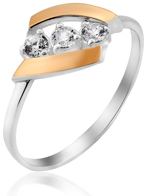 Кольцо Yuriv К411 размер 16.5 вес 1.3 г серебро, золото, фианит, фото 1