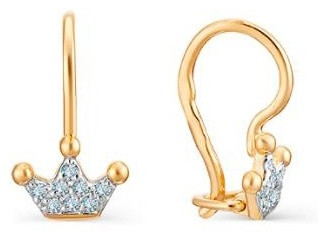 Серьги Veronika jewelry factory С132-1079_108 вес 1.08 г золото, фианит