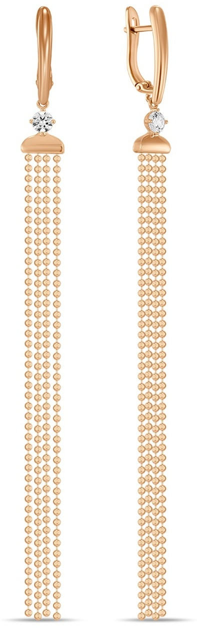 Серьги MIUZ Diamonds E01-59696-Z вес 4.98 г золото, фианит, фото 1