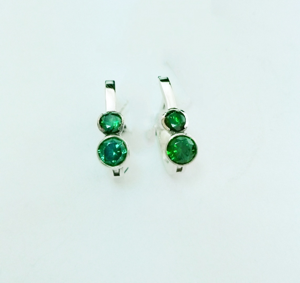 Серьги Yuriv С320 вес 3.3 г серебро, золото, фианит, фото 1