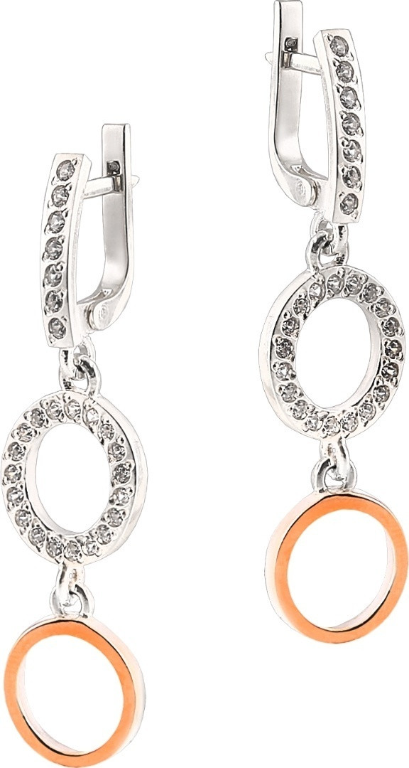 Серьги Yuriv С303 вес 7 г серебро, золото, фианит, фото 1