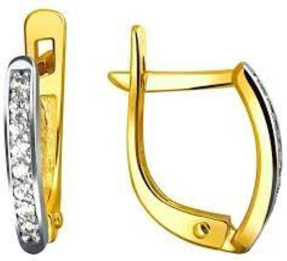 Серьги ЭСТЕТ 01С1311407 вес 1.3 г золото, фианит, фото 1