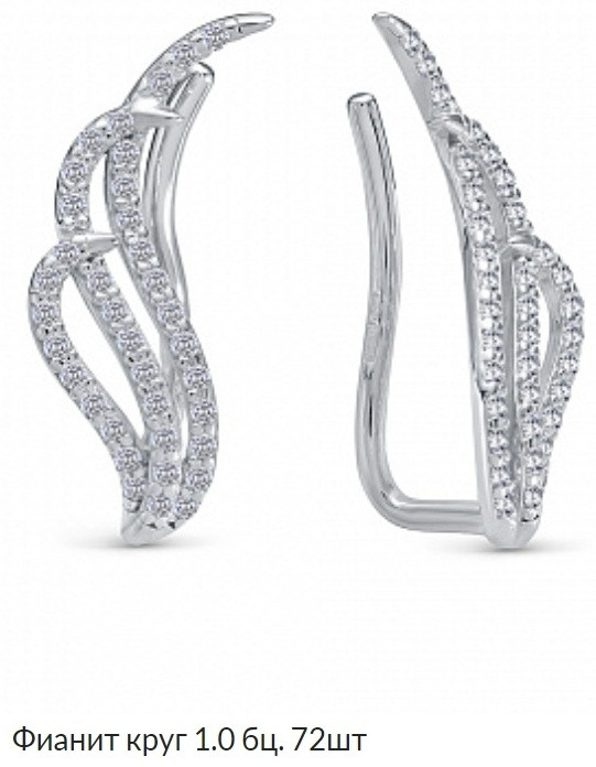 Серьги ВОЗНЕСЕНСКИЙ ЮЗ 12-1265 вес 1.61 г серебро, фианит, фото 1