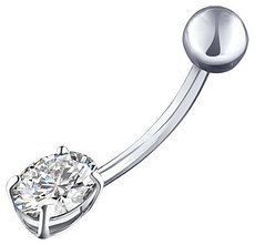 Банан SOKOLOV для пупка вес 0.76 г серебро, фианит