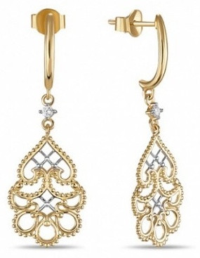 Серьги ЛУКАС Лукас E01-Z-59720-Z вес 3.28 г золото, фианит, фото 1