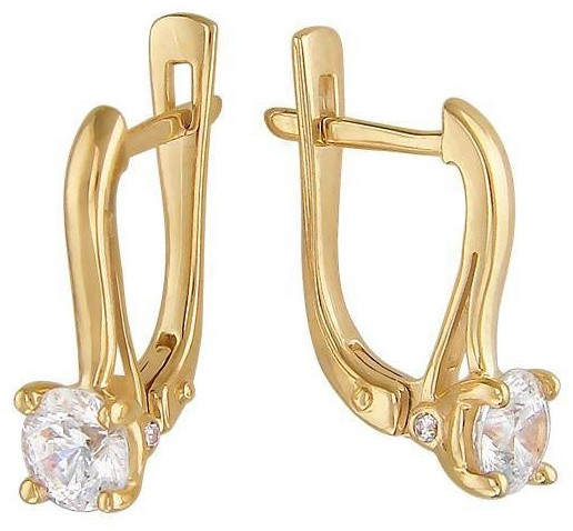 Серьги ЭСТЕТ 1093019_ZE0000372 вес 3.06 г золото, фианит Swarovski, фианит, фото 1